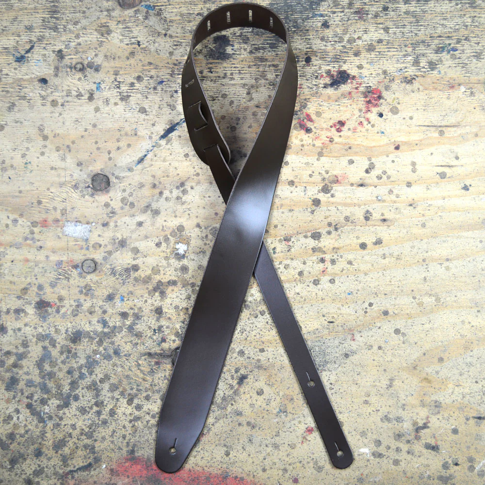 COLONIAL LEATHER BAS-BR 2.5 INCH BROWN LEATHER GUITAR STRAP