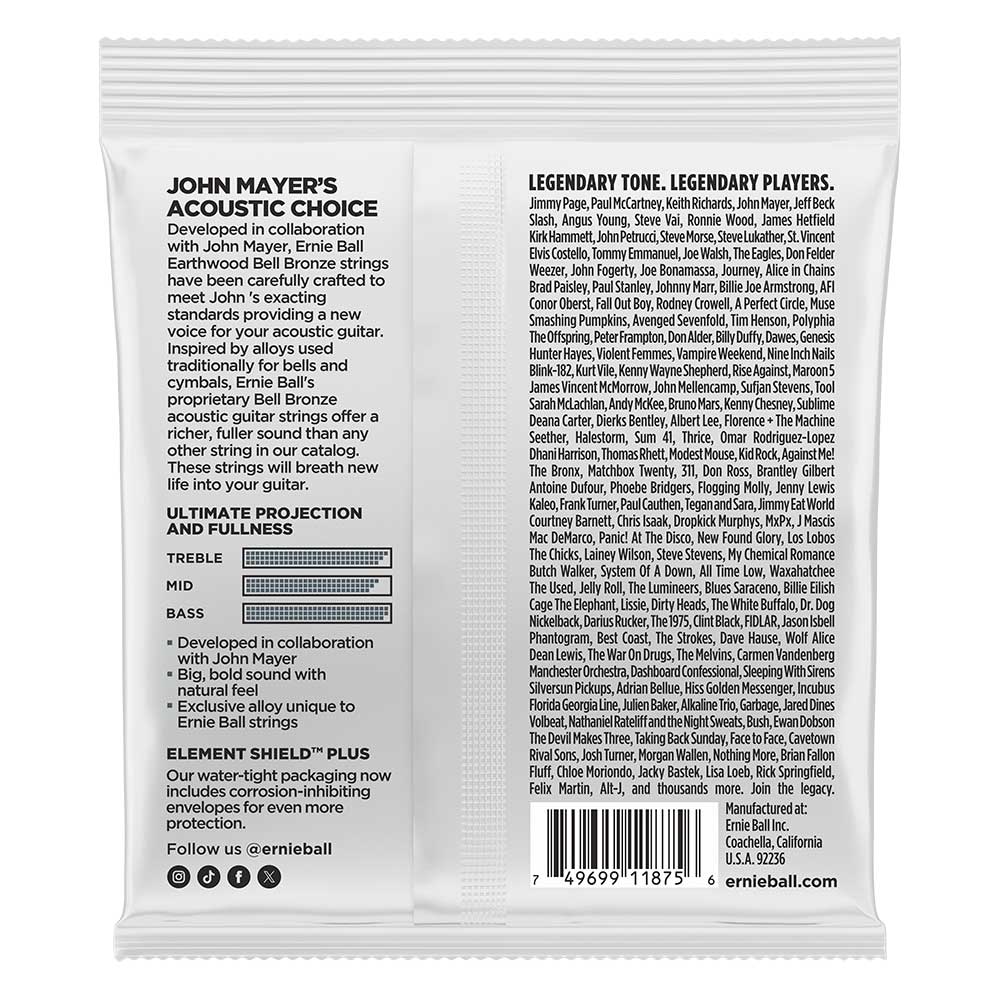 ERNIE BALL Earthwood Bell Bronze Acoustic Guitar Strings Set - Light (11-52) - Image 2