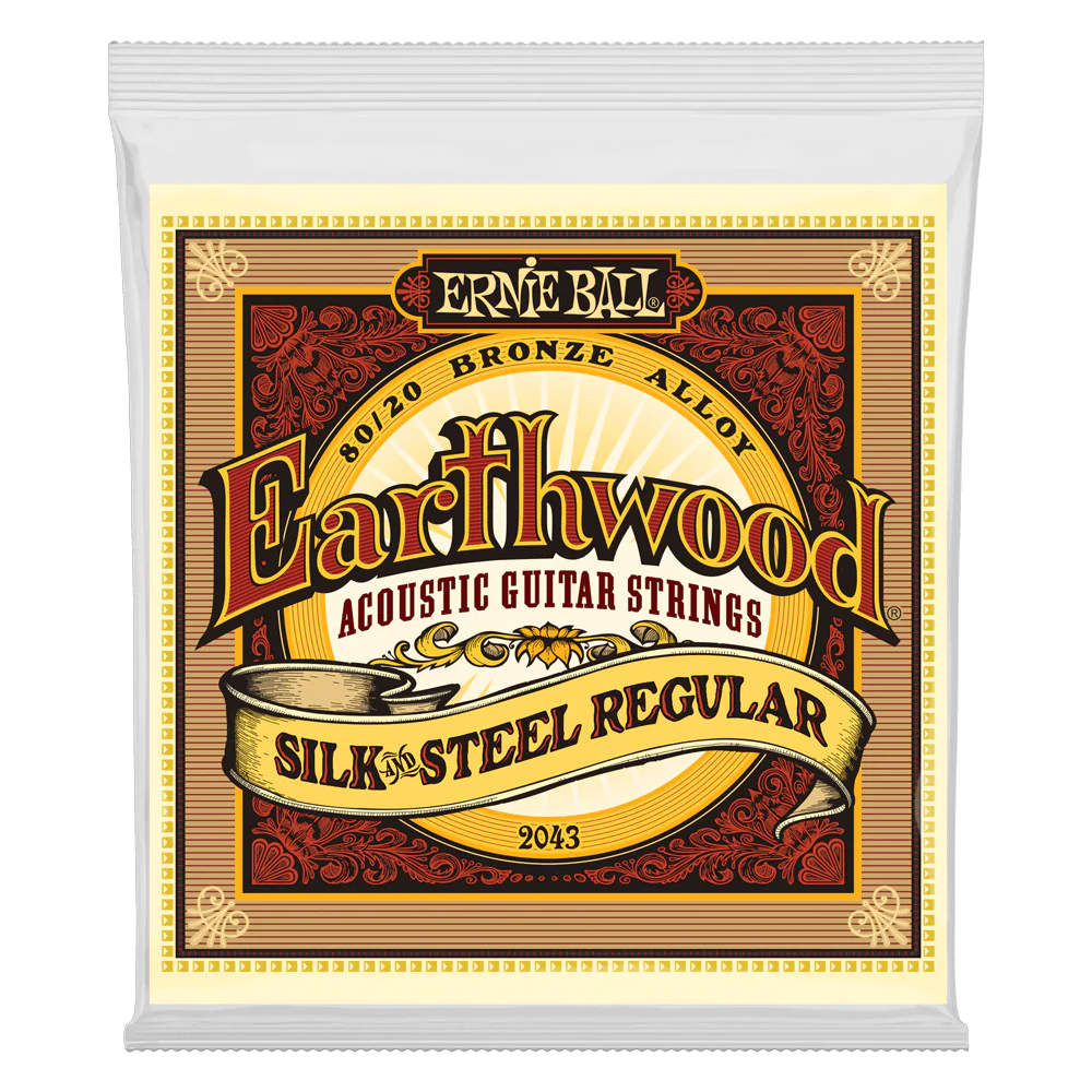 ERNIE BALL Earthwood 80/20 Bronze Silk & Steel Acoustic Guitar Strings Set - Regular (13-56)