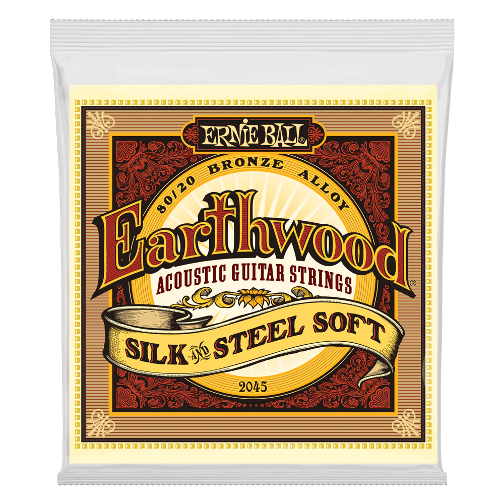 ERNIE BALL Earthwood 80/20 Bronze Silk & Steel Acoustic Guitar Strings Set - Light (11-52)