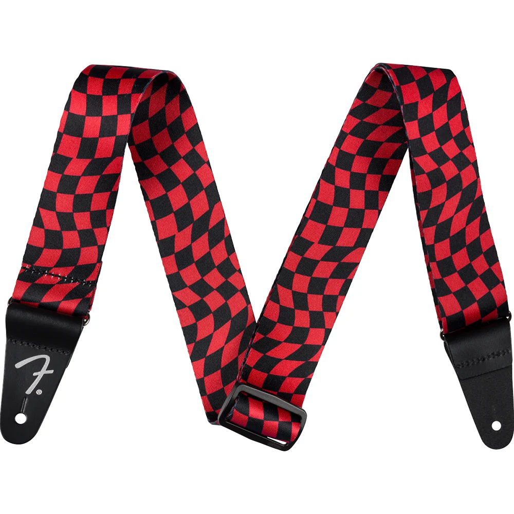 FENDER Wavy Checkerboard Poly Strap Red