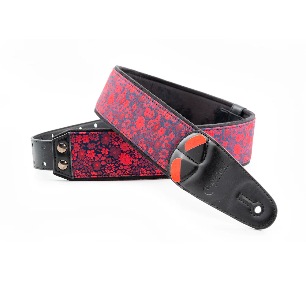 Right On Straps MOJO Daisy Red Guitar Strap