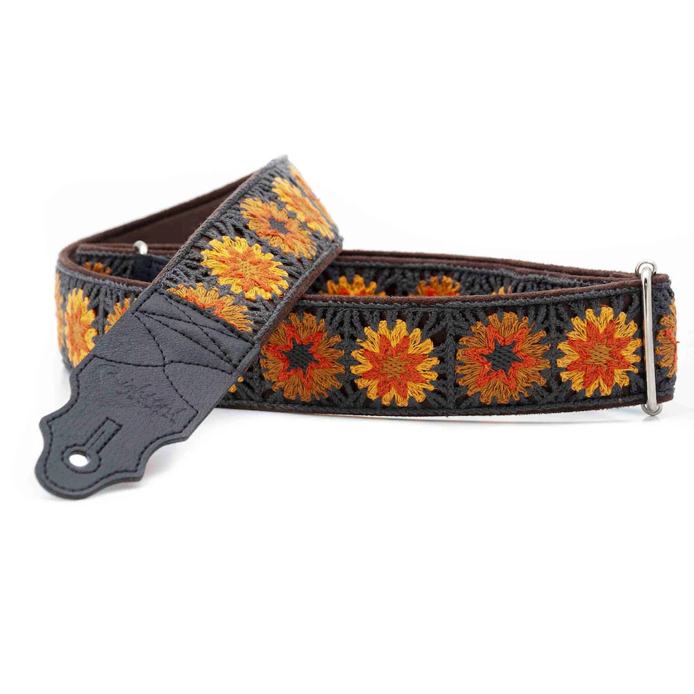 Right On Straps STANDARD PLUS Crochet Brown Guitar Strap - Image 2